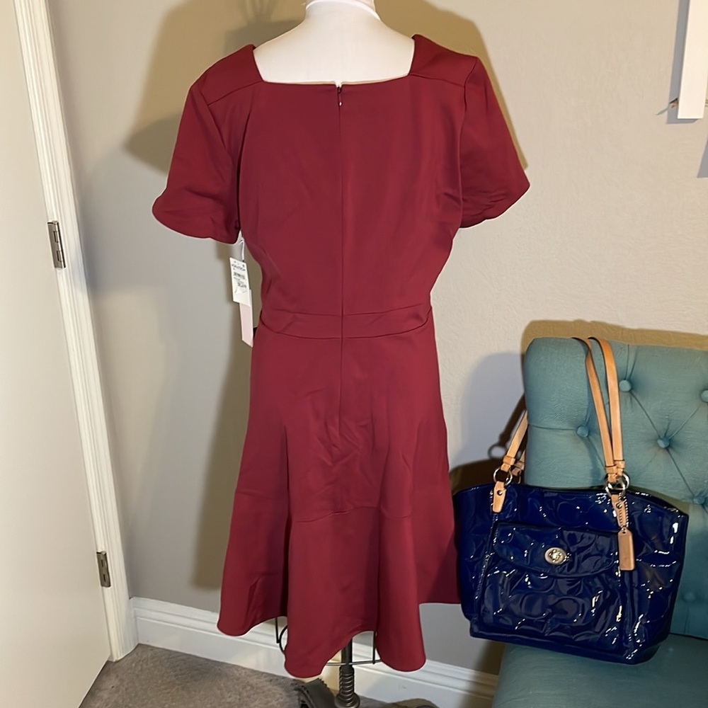SOLD - NWT Rachel Parcell Square Neck Fit & Flare Dress in Red Cordovan Sz XXL - Picture 6 of 16